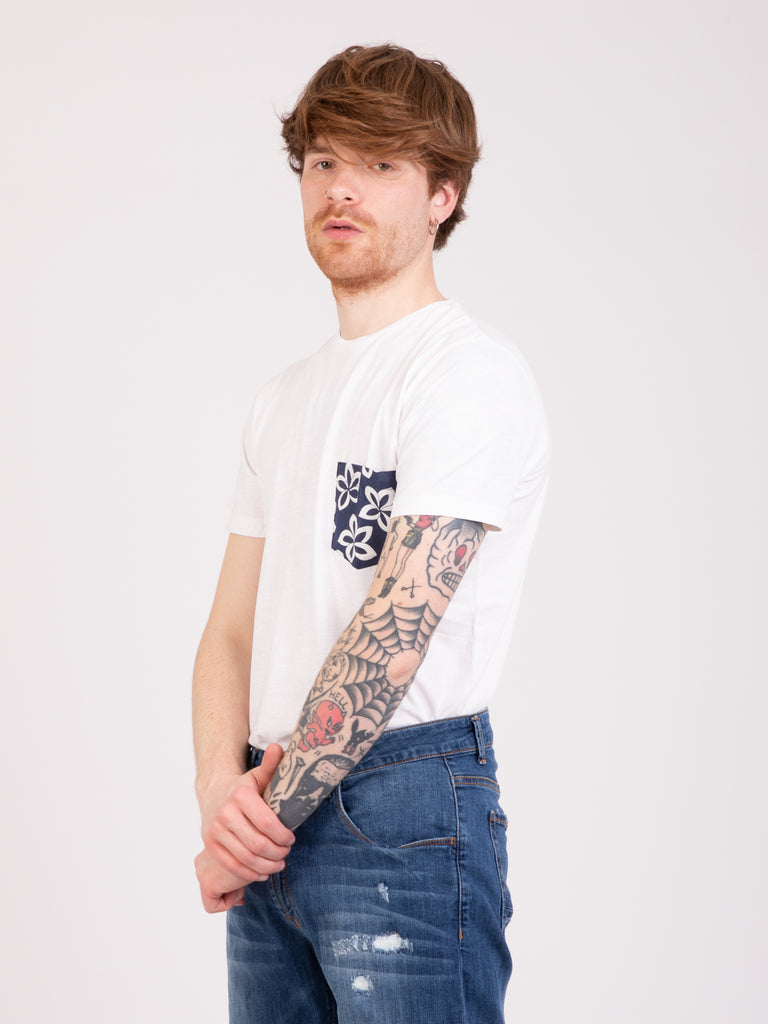 IMPURE - T-shirt pocket flower jersey bianca