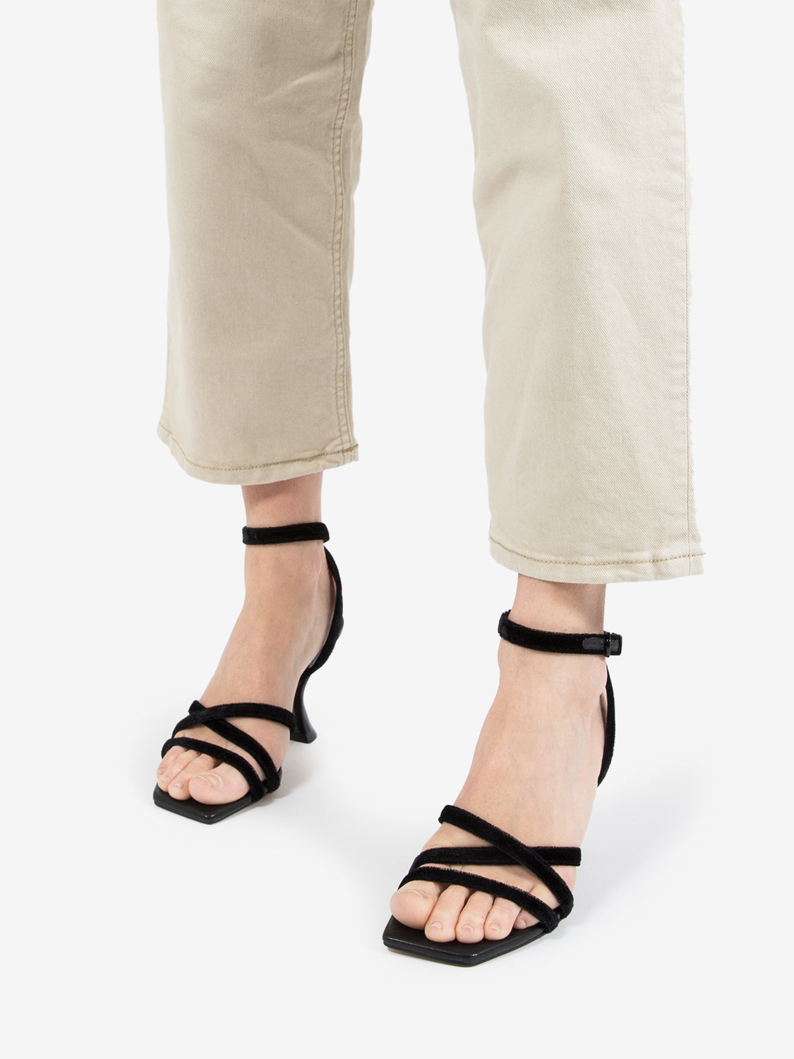 Miranda black velvet sandals