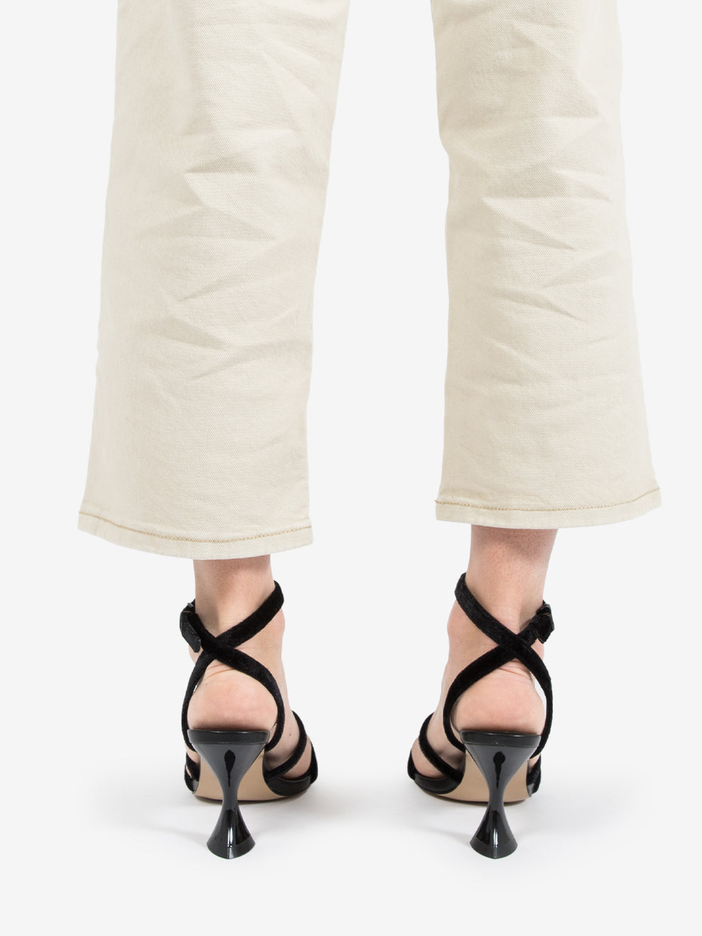 Miranda black velvet sandals