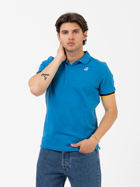 Polo Vincent Contrast stretch blue turquoise