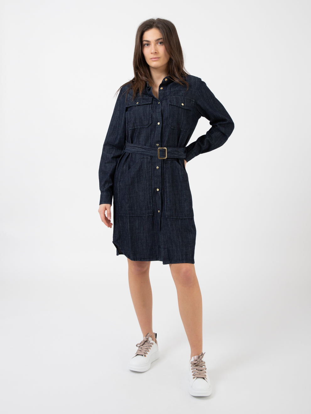 Abito corto con cintura jeans scuro