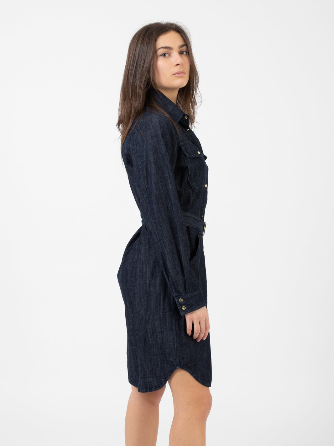 Abito corto con cintura jeans scuro