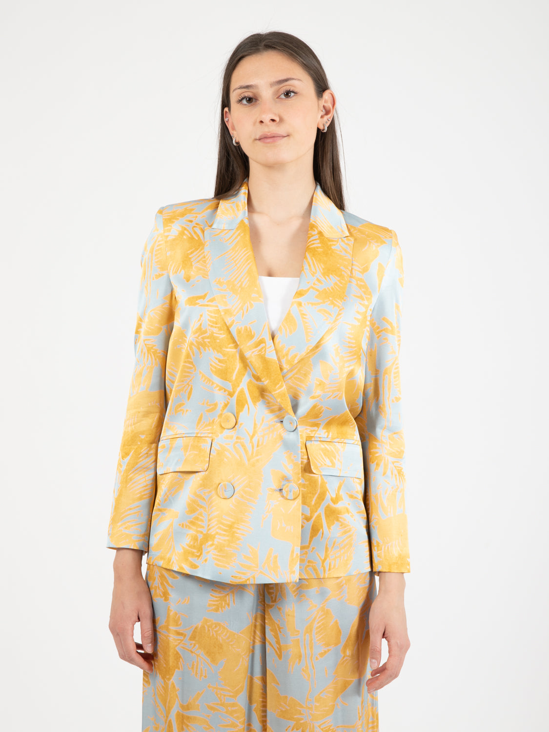 Blazer doppiopetto fantasia giallo / azzurro