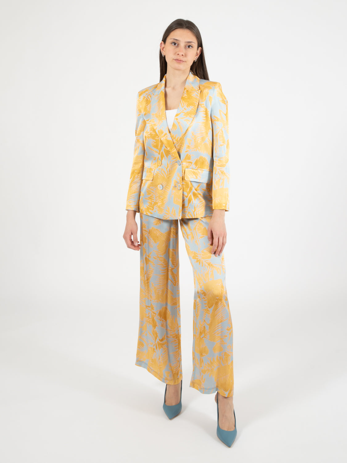 Blazer doppiopetto fantasia giallo / azzurro