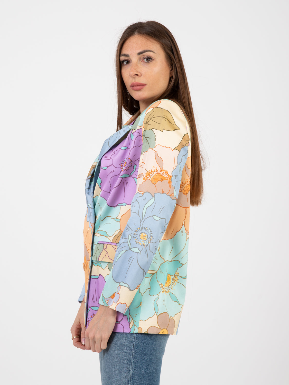 Blazer fantasia floreale champagne