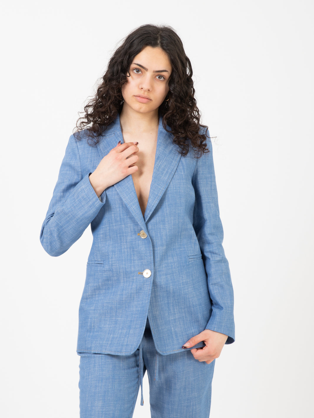 Blazer monopetto denim chiaro