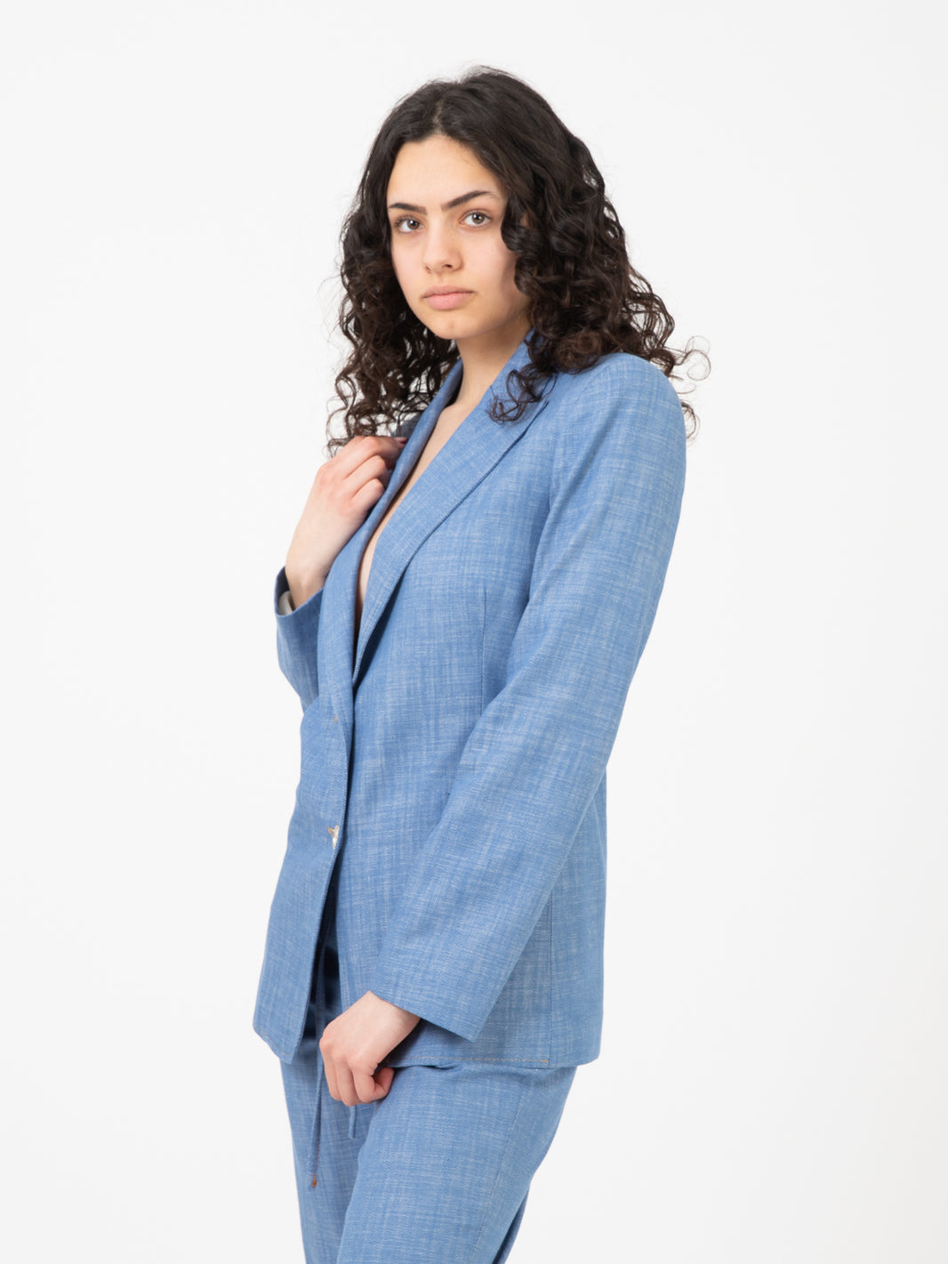 Blazer monopetto denim chiaro
