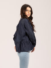 KAOS - Blusa con balza denim scuro