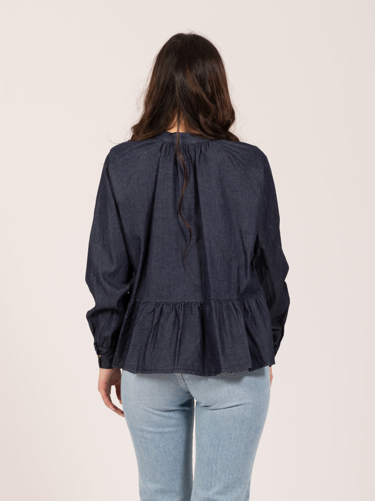 KAOS - Blusa con balza denim scuro