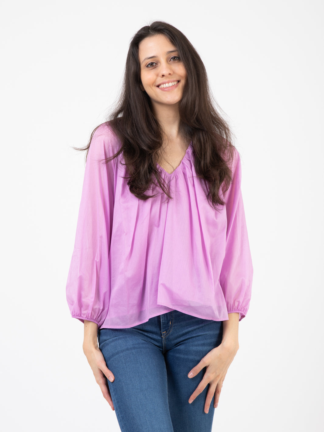 Camicia in mussola di cotone glicine