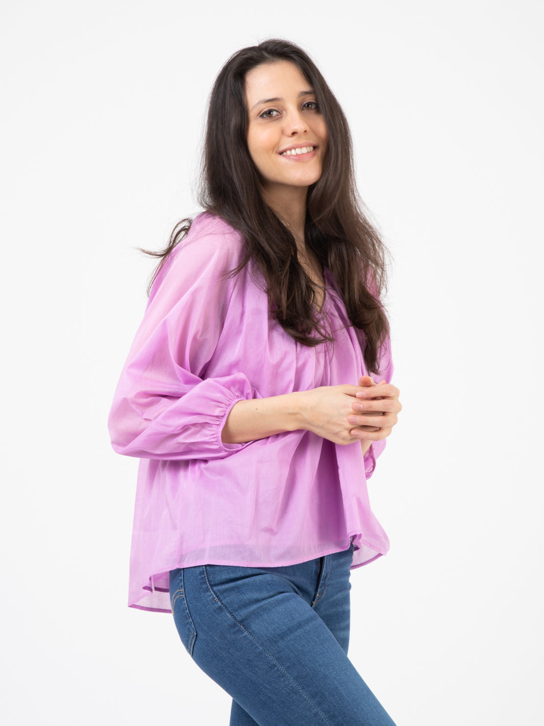 Camicia in mussola di cotone glicine