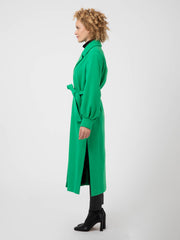 KAOS - Cappotto verde con cintura e maniche blusanti
