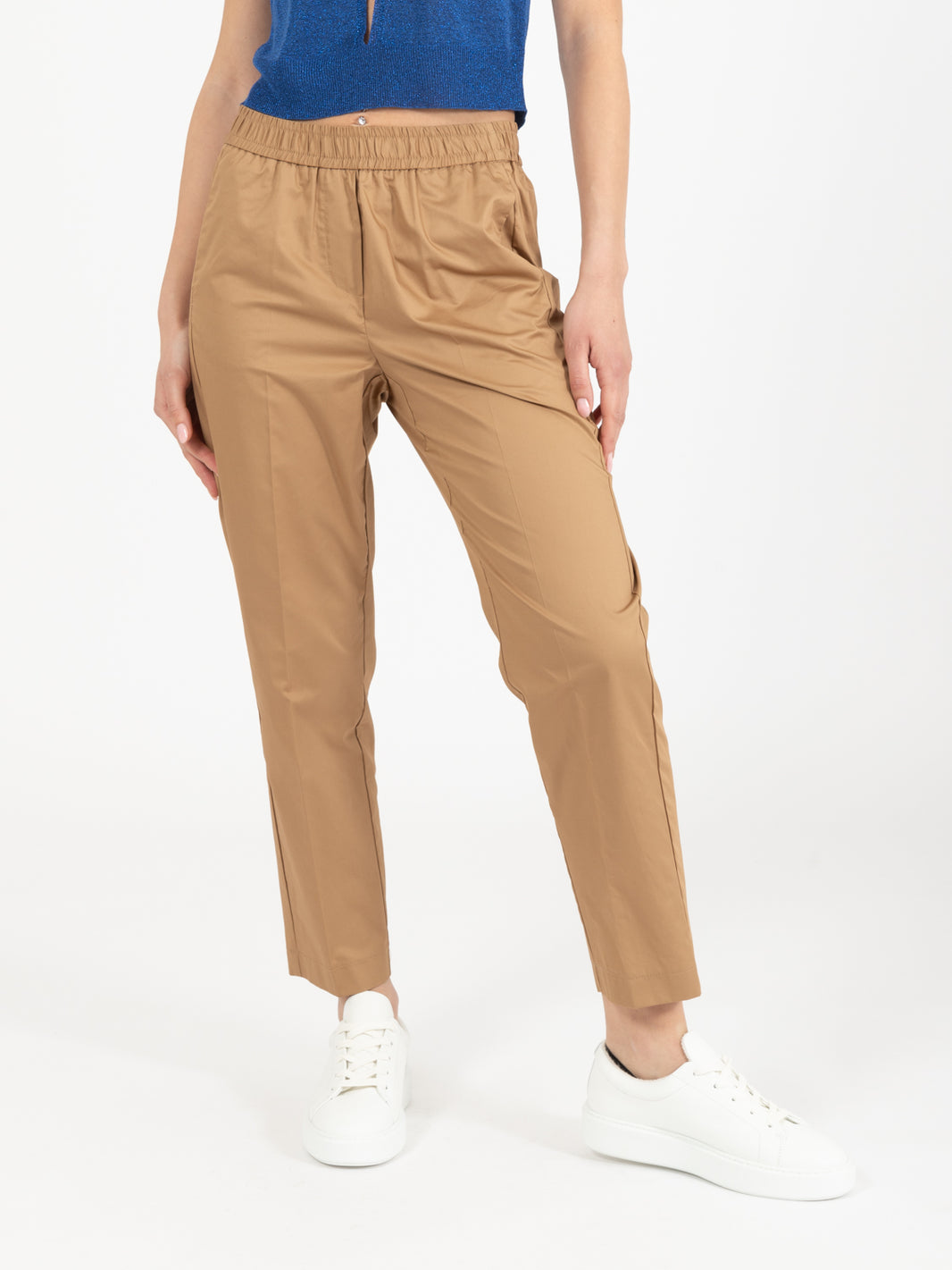 Jogger crop cotone sabbia