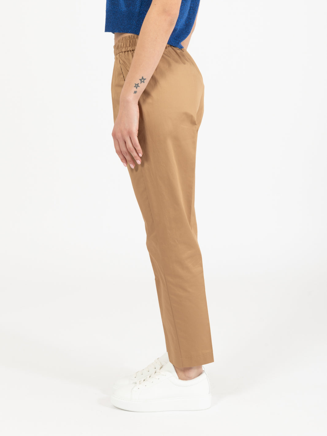 Jogger crop cotone sabbia