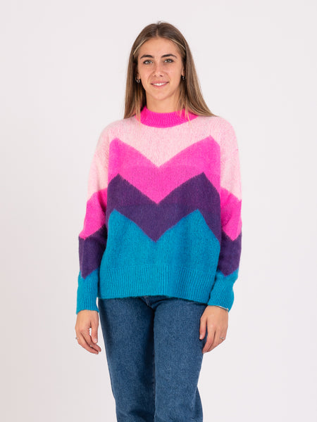 Maglione zig zag rosa / fuxia / viola / celeste