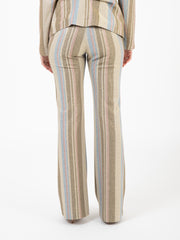 KAOS - Pantalone a zampa glitterato beige / azzurro