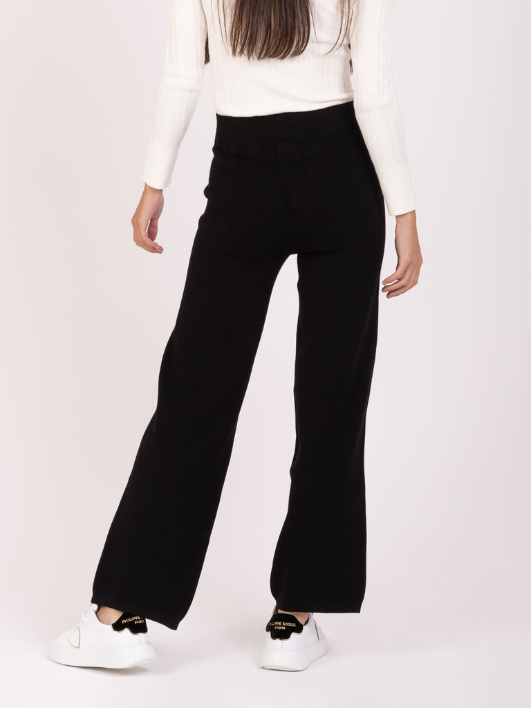 KAOS - Pantaloni ampi neri in maglia con vita elastica