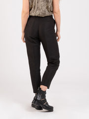 KAOS - Pantaloni neri in lino e cotone