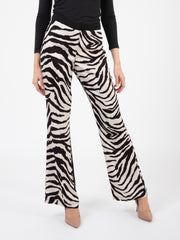 KAOS - Pantaloni stampa zebra neri