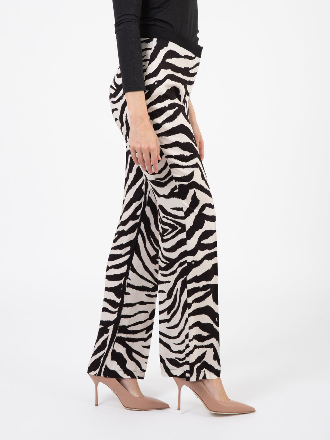 Pantaloni stampa zebra neri