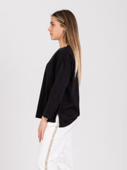KAOS - Maglia nera con collo strass