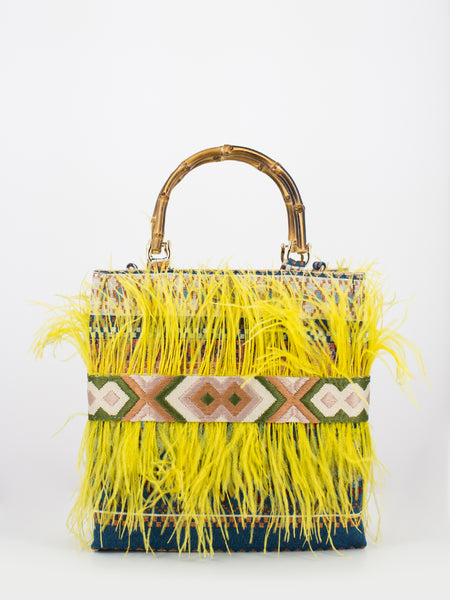 Borsa Twiggy multicolor con piume