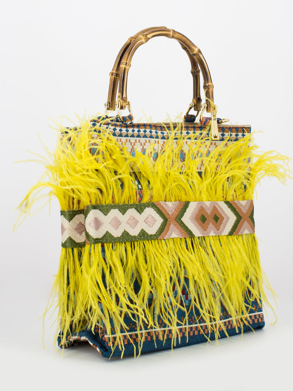 Borsa Twiggy multicolor con piume