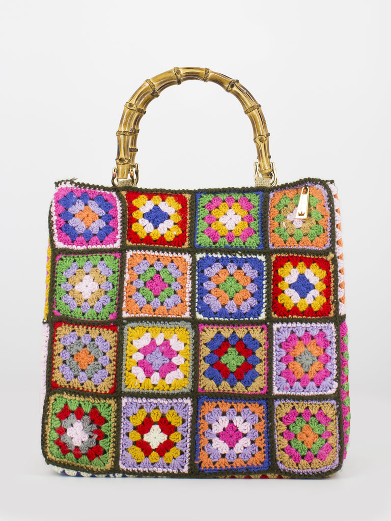 LA MILANESA - Borsa XW2 crochet media lana verde