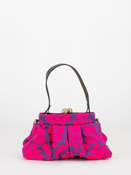 Borsa tracolla Paffutella piccola Barocco fluo fuxia / viola