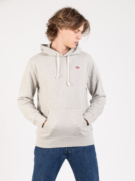 Felpa hoodie grigia con mini logo