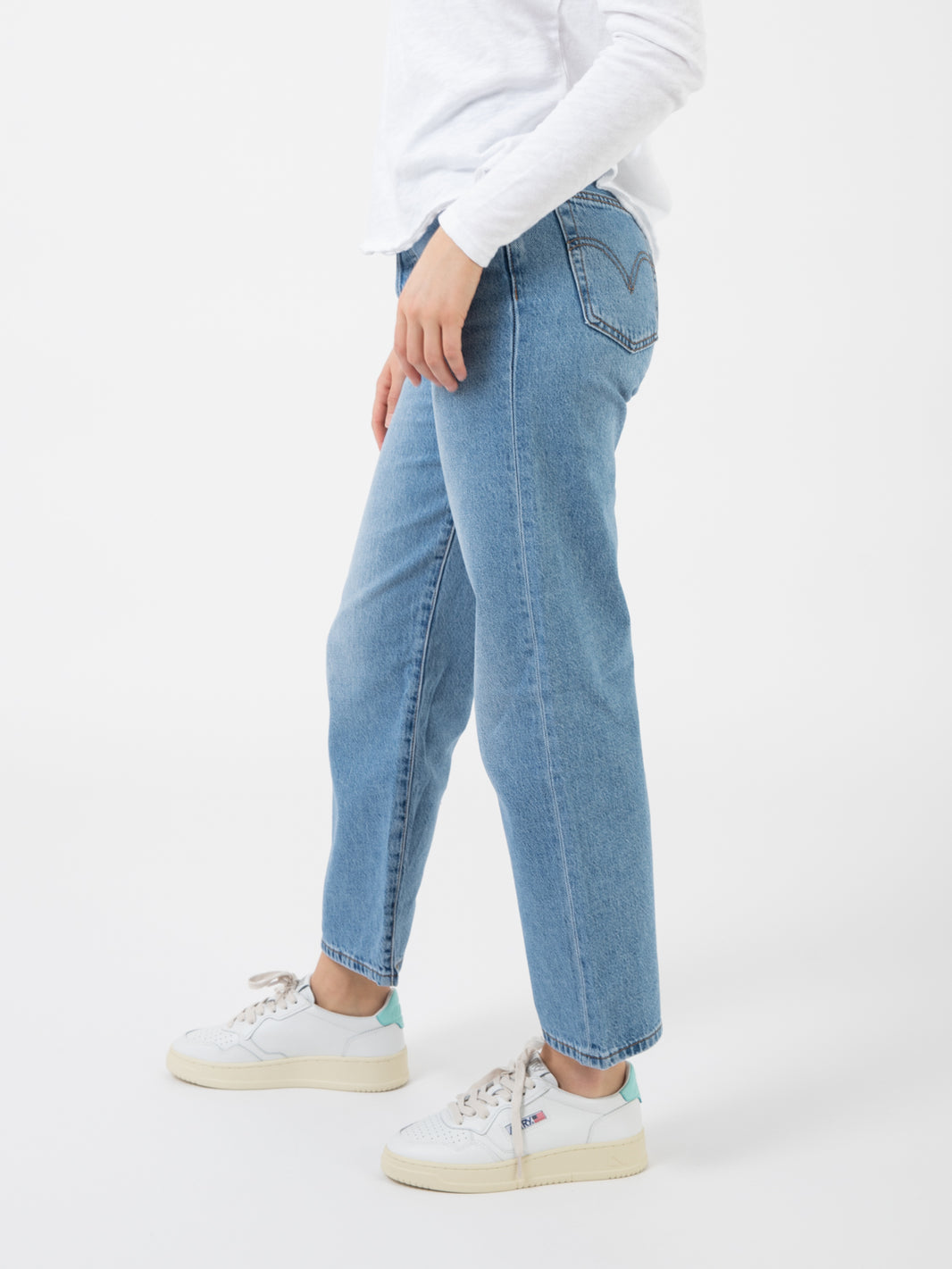 Ribcage Straight Ankle Light Indigo Worn In - Blu
