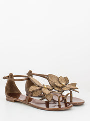 LOLA CRUZ - Sandali Fiore cuoio con strass