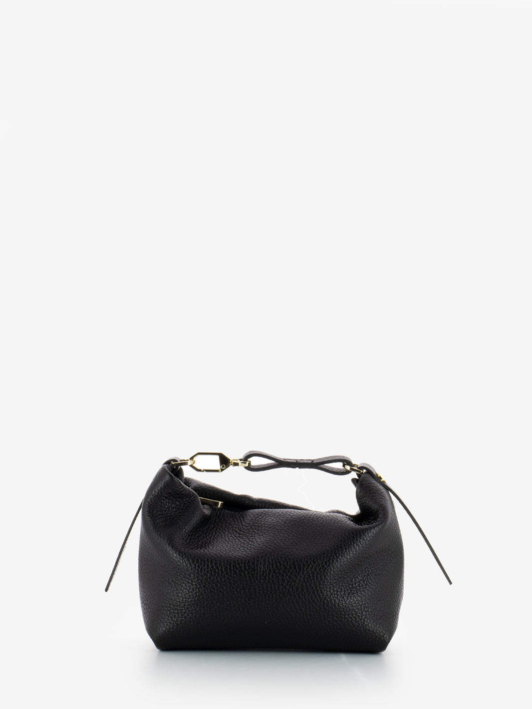 Black leather handbag