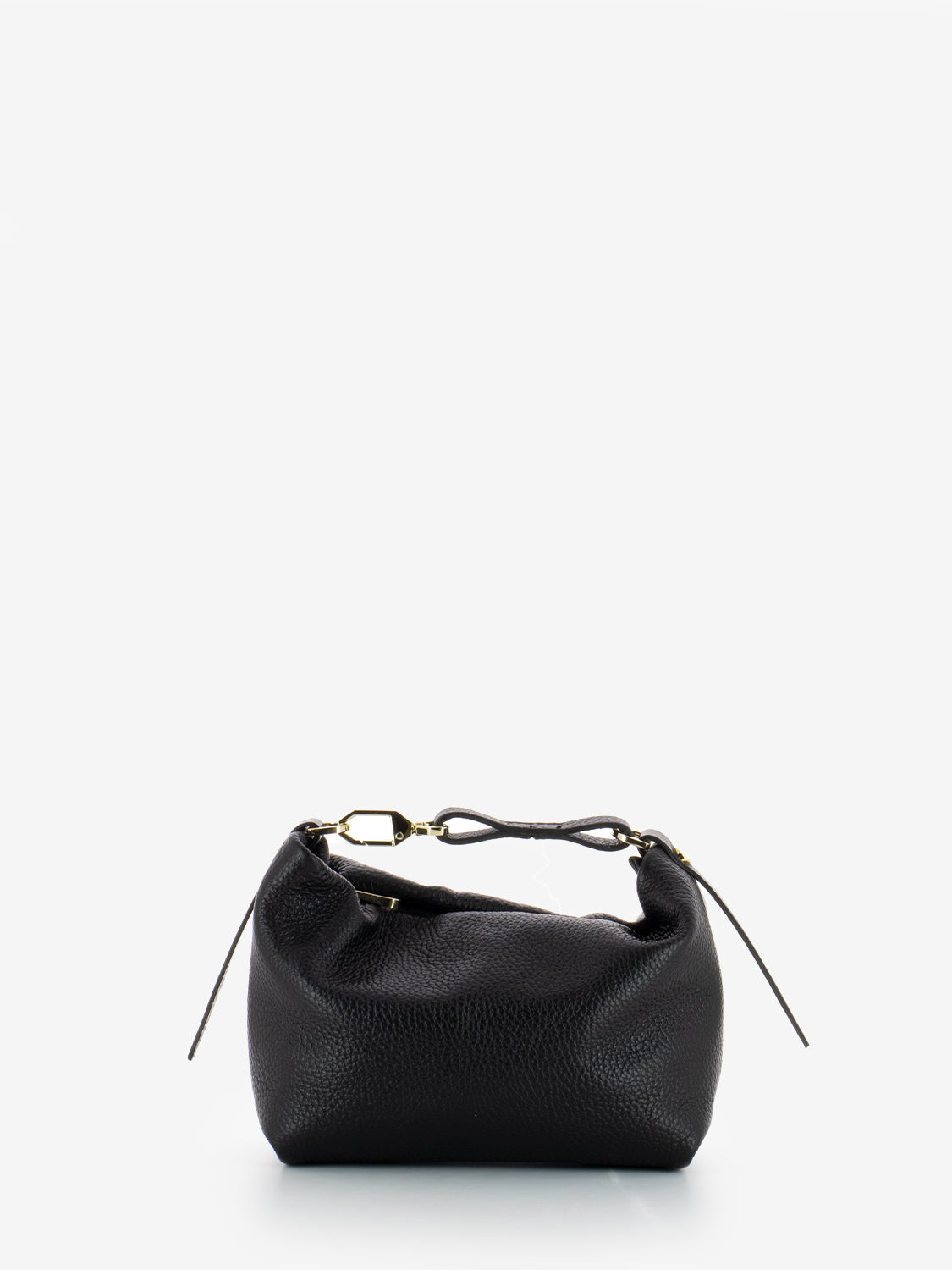 Black leather handbag