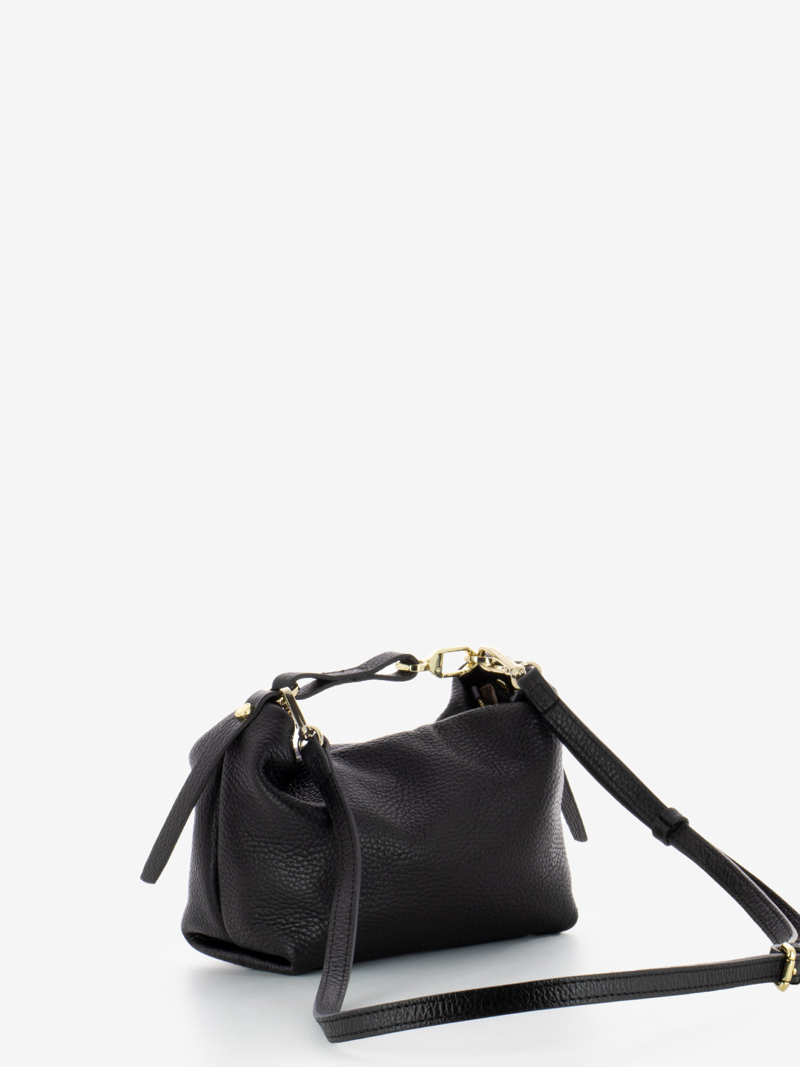 Black leather handbag