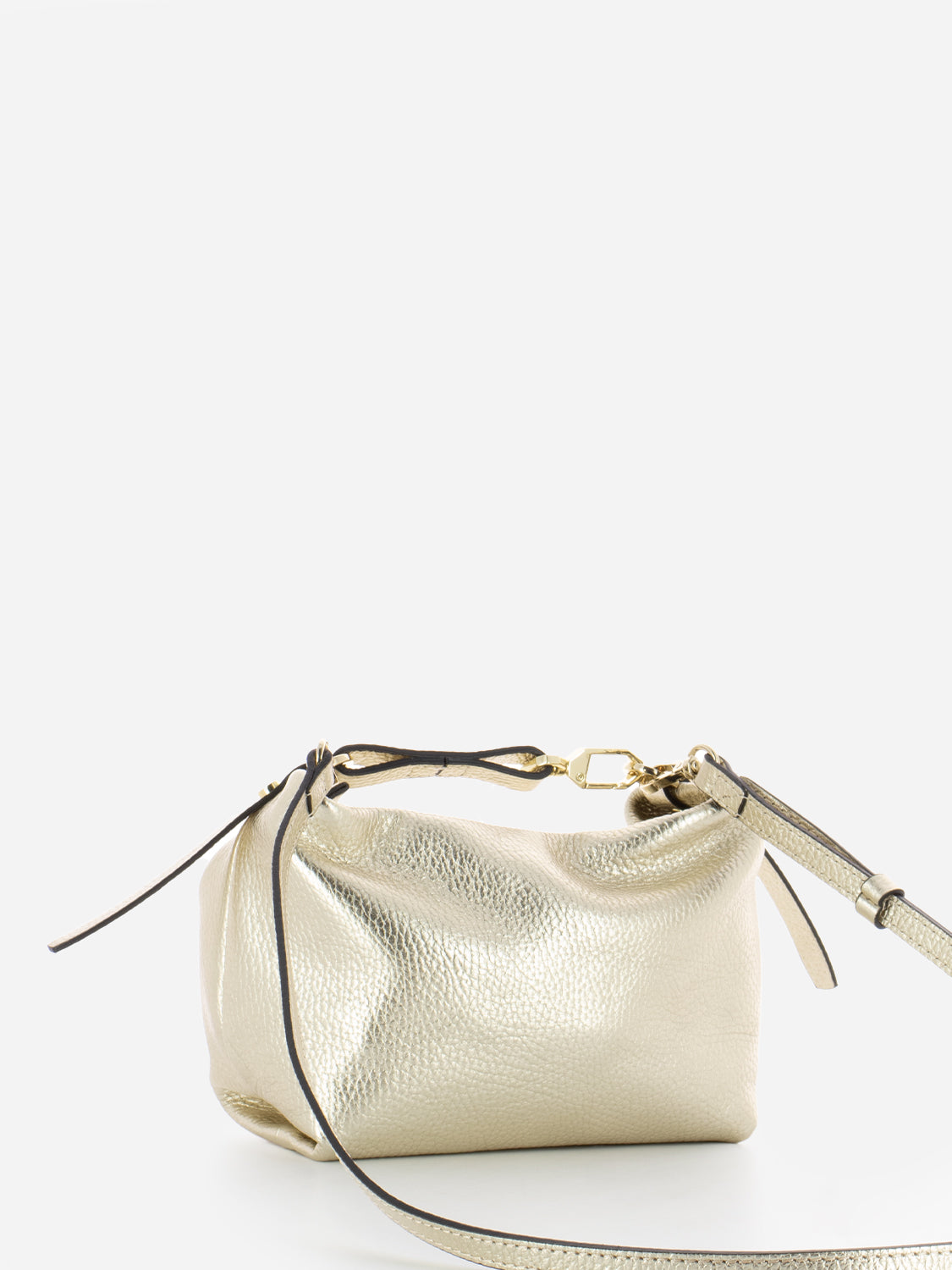Gold leather handbag