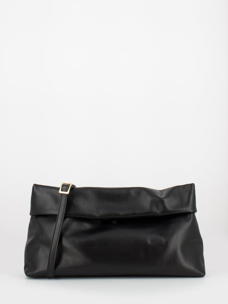 Maxi pochette morbida in pelle nera