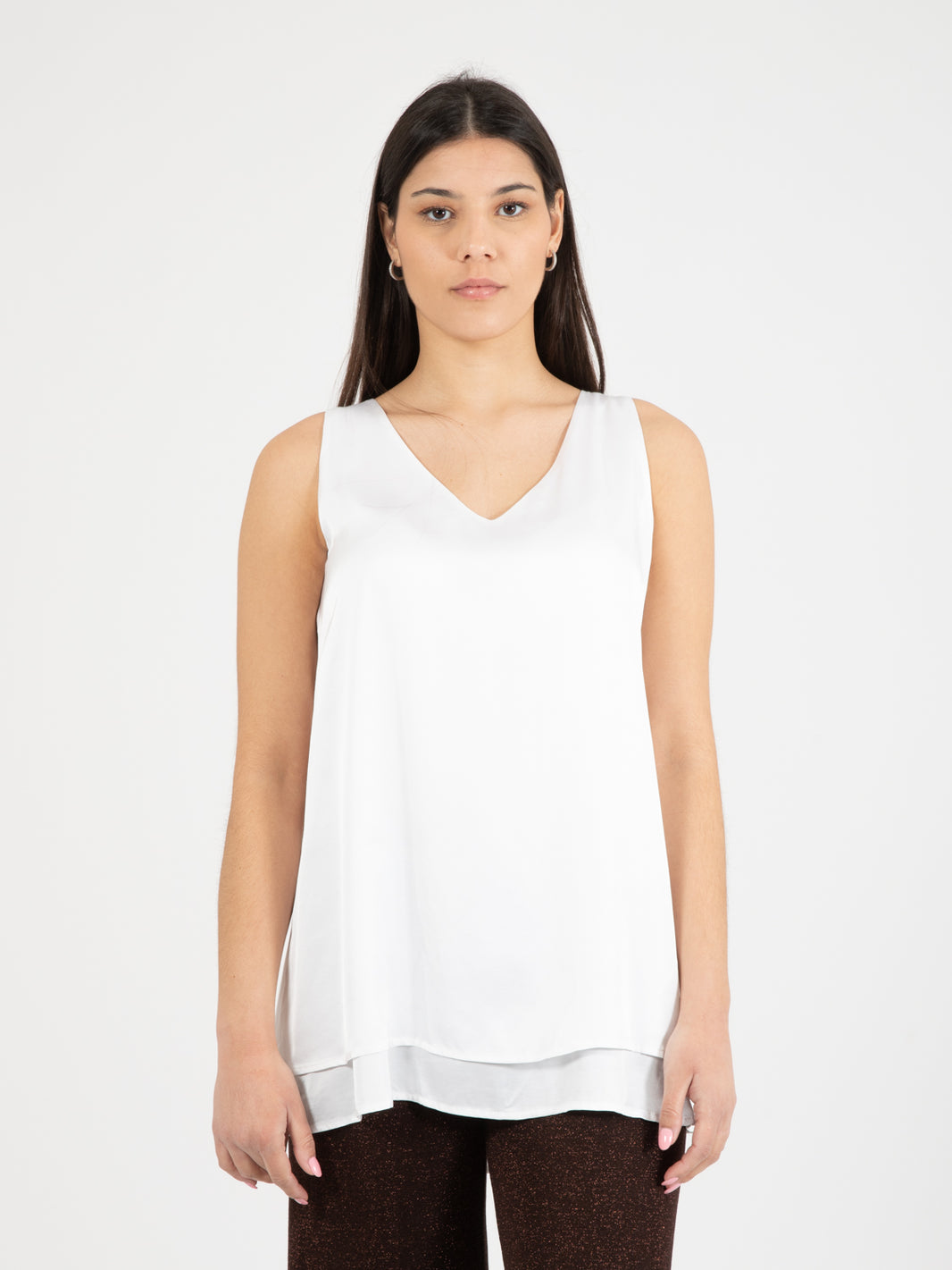 White doubled tank top