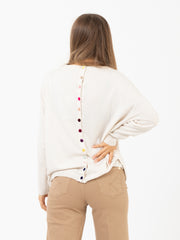 MAIDA MILA - Maglia avorio bottoni multicolor
