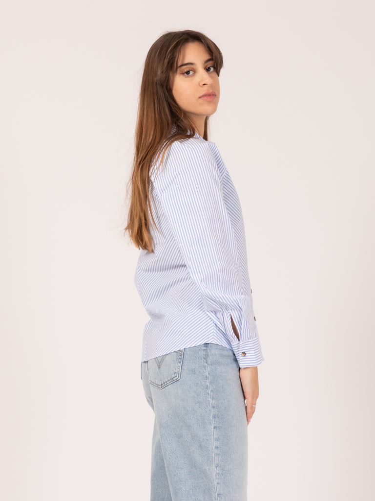 MAISON SCOTCH - Camicia regular fit righe oblique bianco / azzurro
