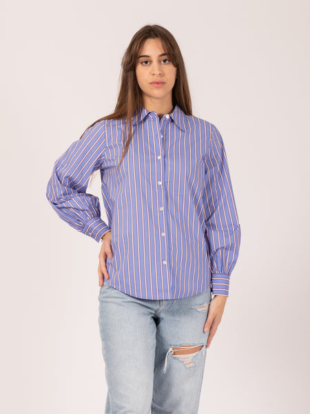 Camicia relaxed fit celeste a righe