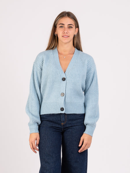 Cardigan pelo squadrato french blue mélange