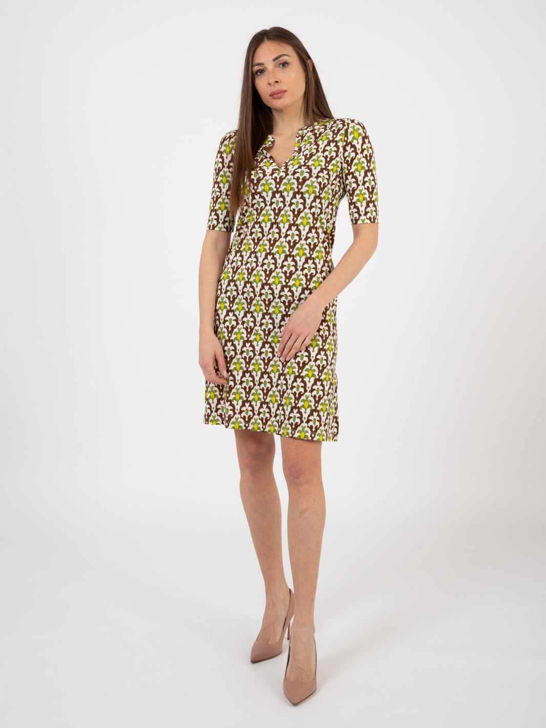 Officinalis short dress brown / green / aqua