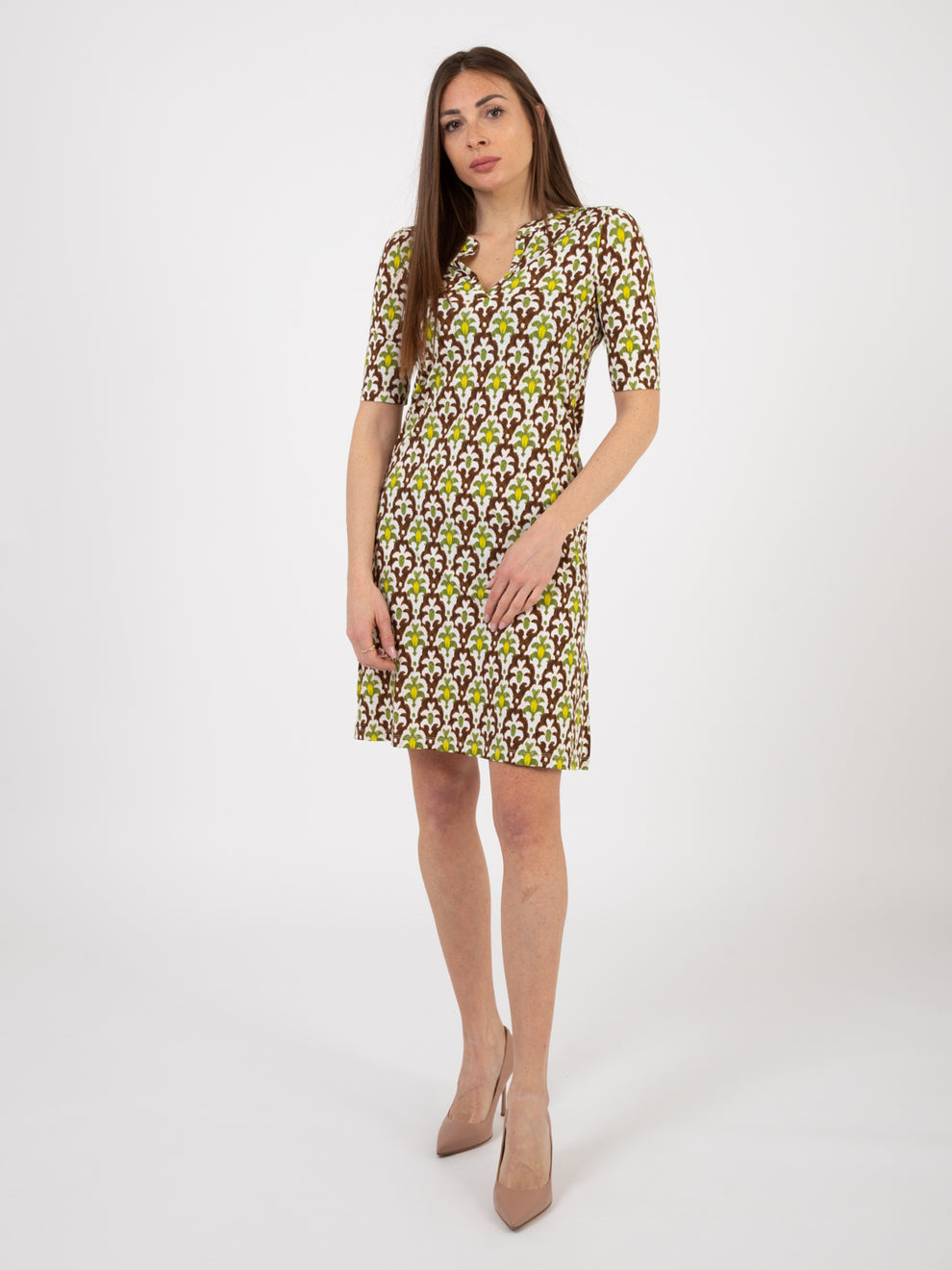 Officinalis short dress brown / green / aqua