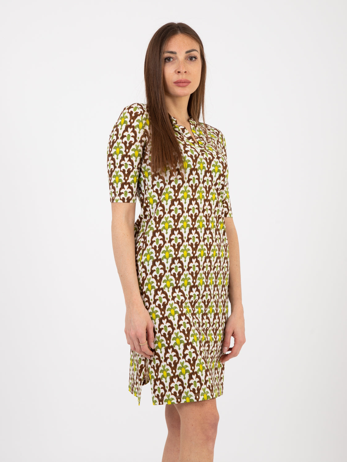 Officinalis short dress brown / green / aqua