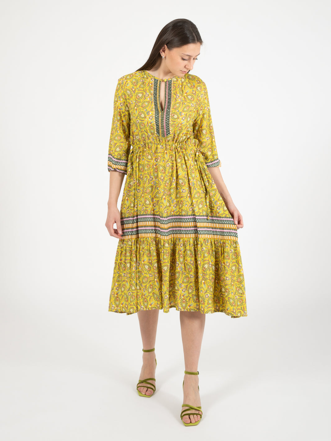 Botanica midi dress acid / green / pink