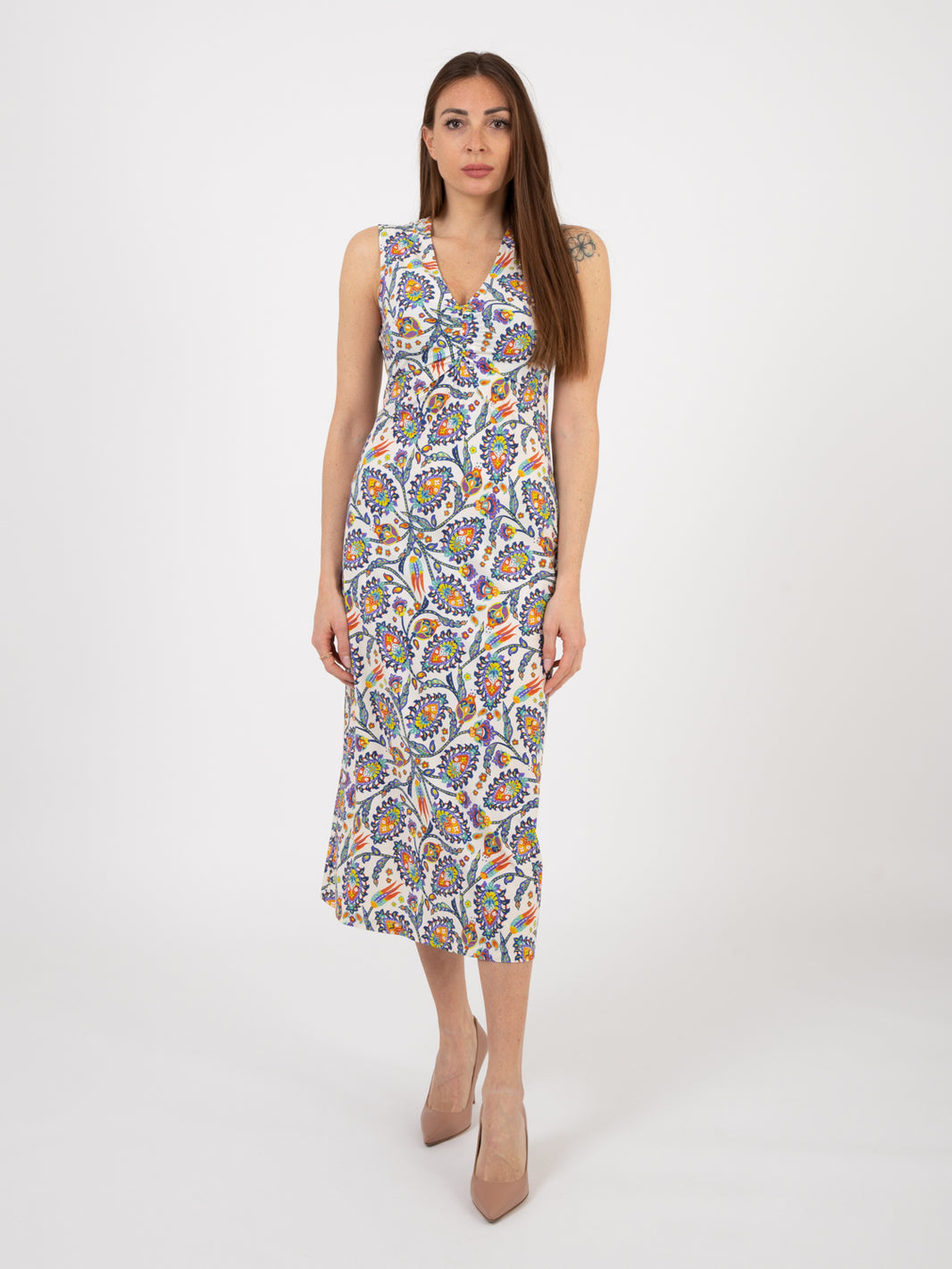 Botanica midi dress blue / orange / green