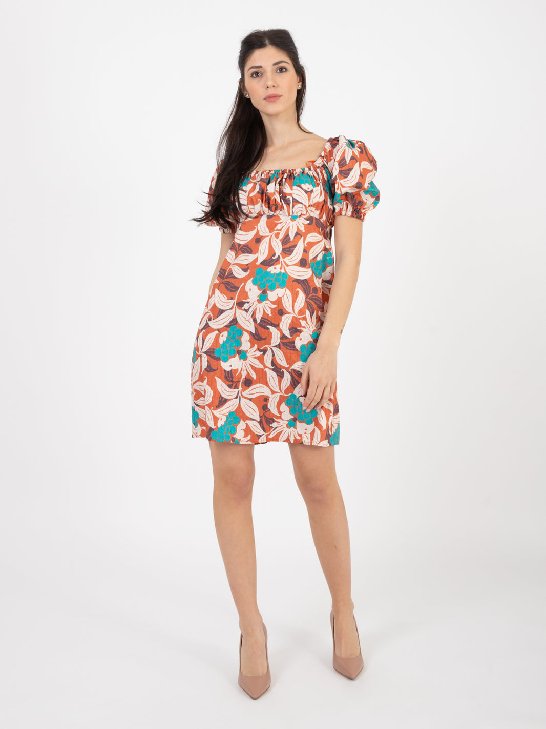 Ribes dress taffeta leather / emerald