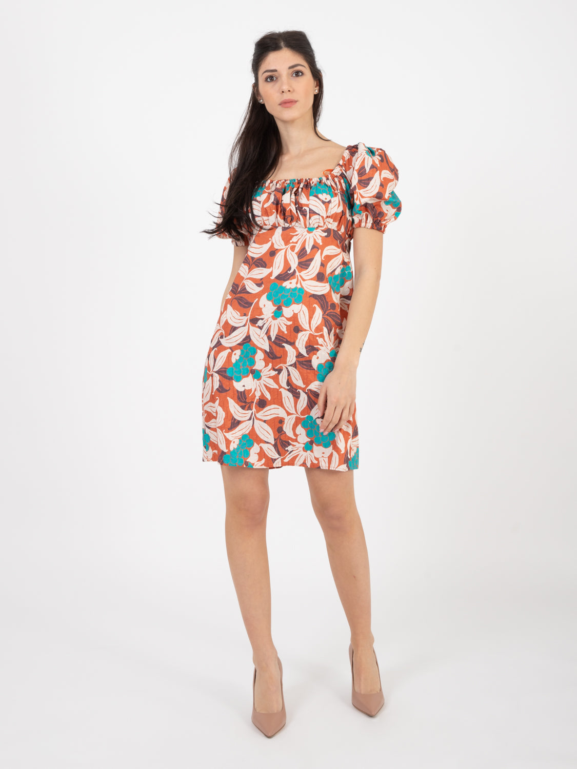 Ribes dress taffeta leather / emerald
