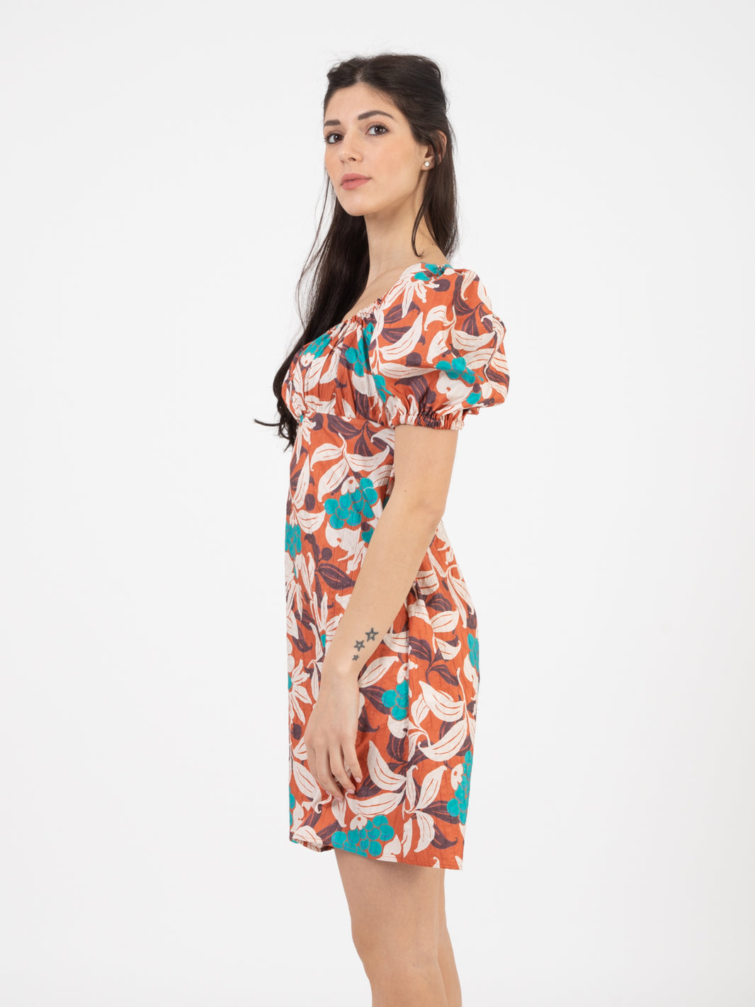 Ribes dress taffeta leather / emerald